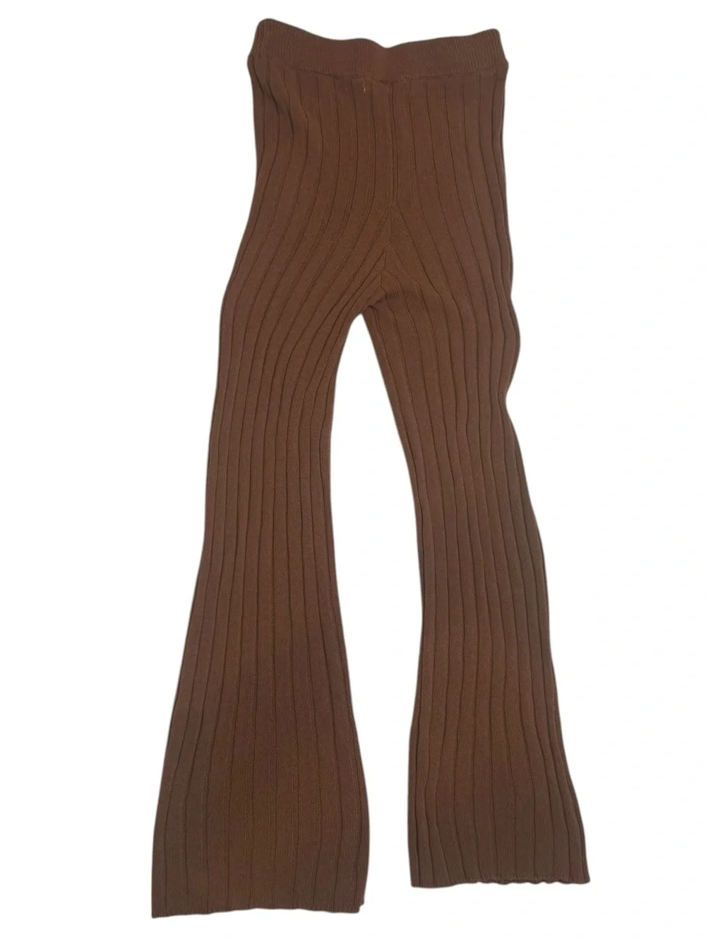 Free People Beach Imogene Sweater Pant Set Medium Cigar Brown Cotton Ribbed Knit - Picture 12 of 12